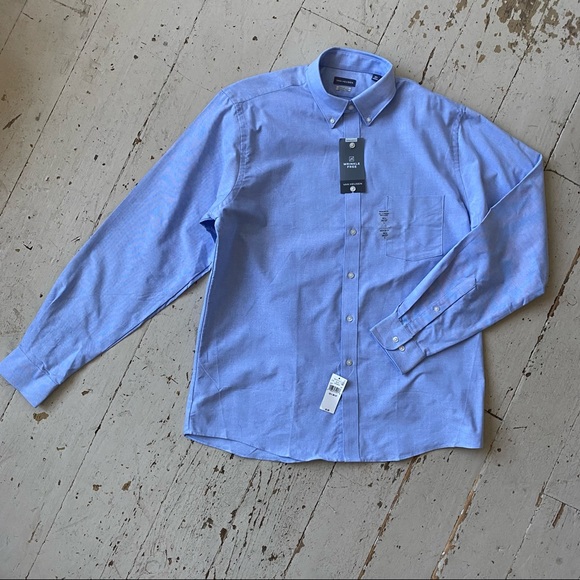 Van Heusen Solid Oxford Button Down Regular Fit Wrinkle Free Shirt - Picture 2 of 12